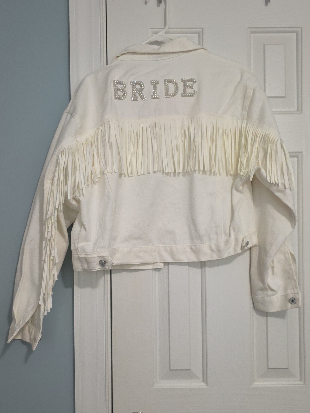 Bride Fringe Denim Jacket - White